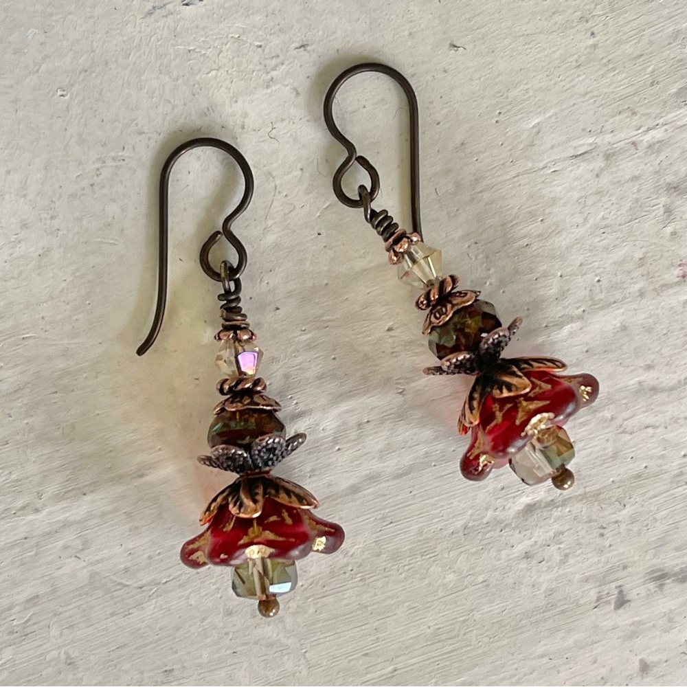 ARTISAN Earrings “Hello Merlot” - Dangles - Picture 5 of 11